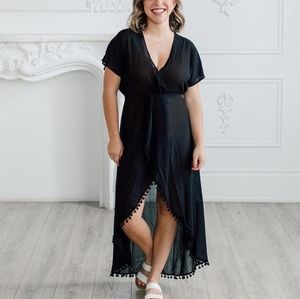 Black sheer beach coverall dress